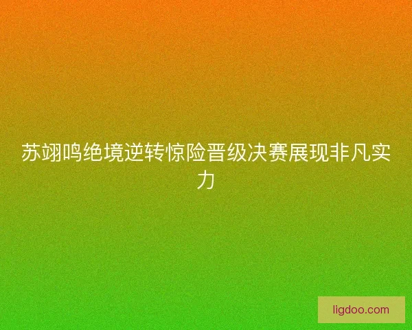 苏翊鸣绝境逆转惊险晋级决赛展现非凡实力