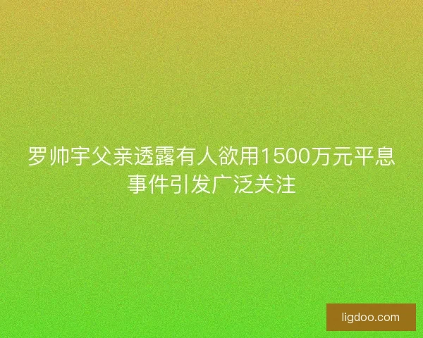 罗帅宇父亲透露有人欲用1500万元平息事件引发广泛关注