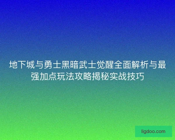 地下城与勇士黑暗武士觉醒全面解析与最强加点玩法攻略揭秘实战技巧